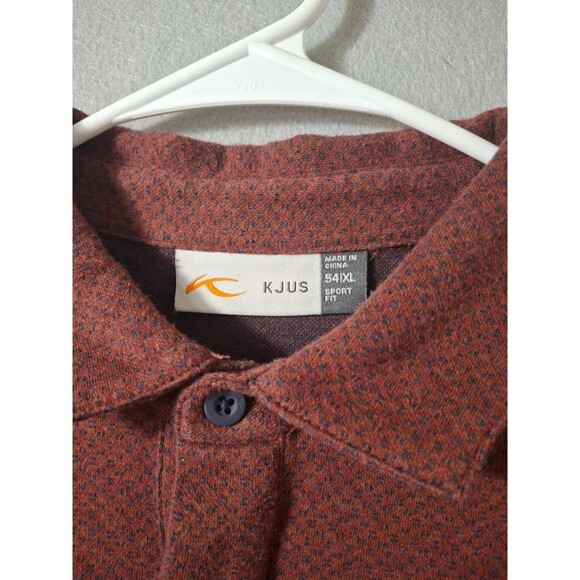 KJUS Polo Shirt Men 54/XL Cashmere Blend Red Black Geometric Pattern Sport Fit - Picture 3 of 8